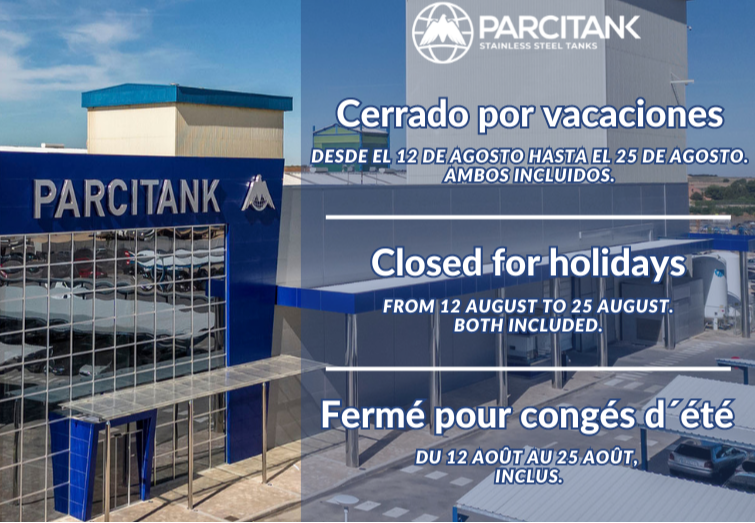 Parcitank will be closed for holidays from 12 August to 25 August inclusive.