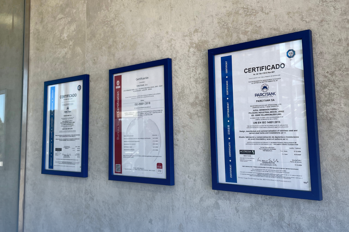 Our commitment to quality, the environment and safety: ISO certifications at Parcitank