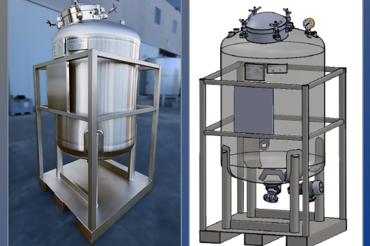 Cuve mobile stérile de 1 000 litres en acier inoxydable pour les moûts de vinification