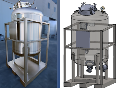 1,000-liter sterile mobile tank for fermented must cream, made of stainless steel